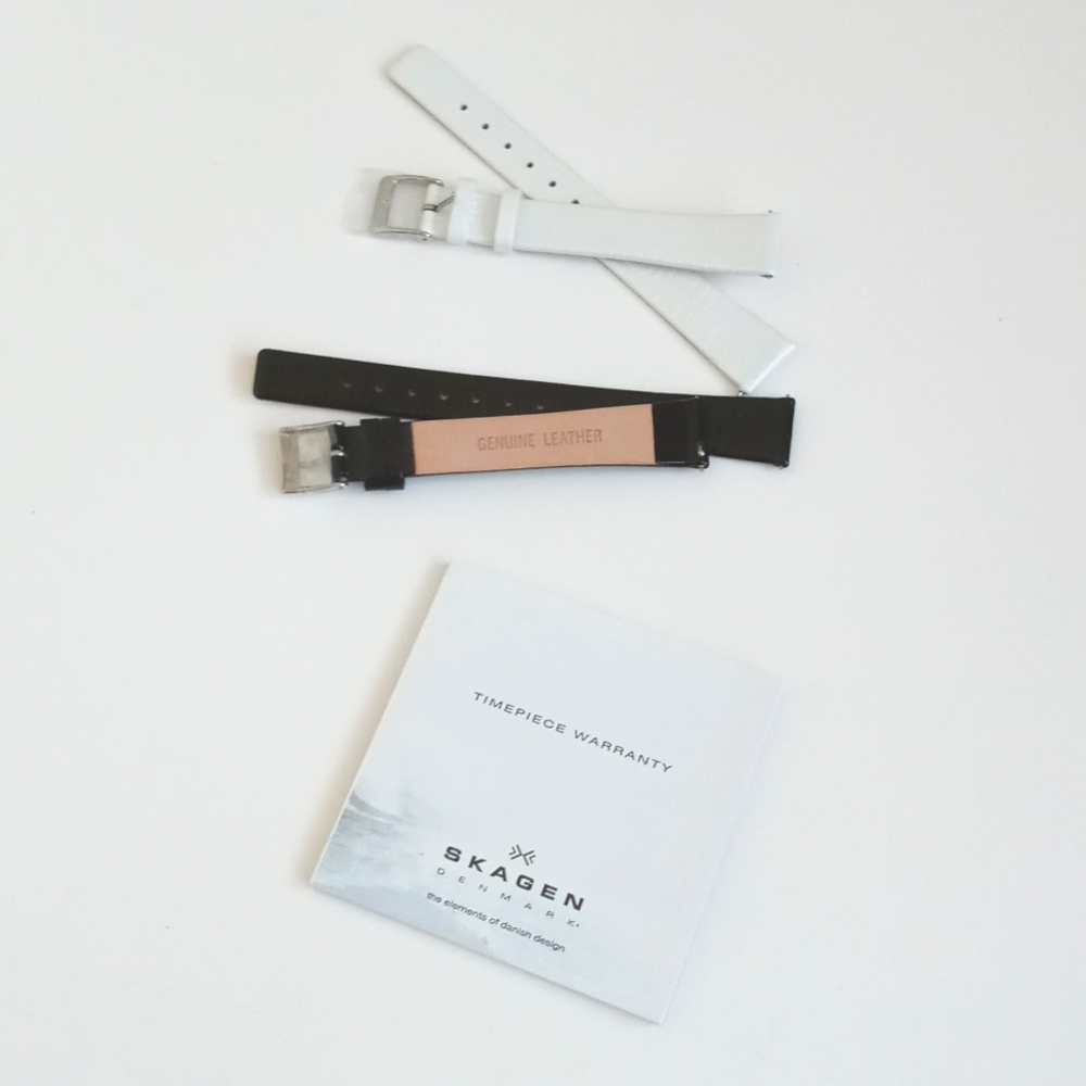 Set of Skagen Watch Wrist Bands / Watch Straps Black & White Set of 2 (Denmark) - Picture 9 of 16